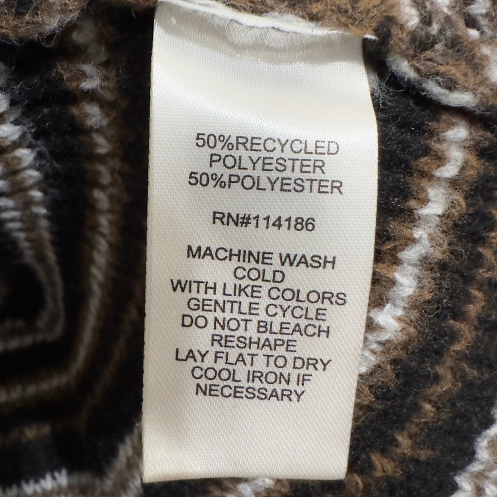 Verve Ami Womens Fair Isle Peplum Cardigan Sweater Black Brown XL V-Neck Knit - Picture 6 of 9
